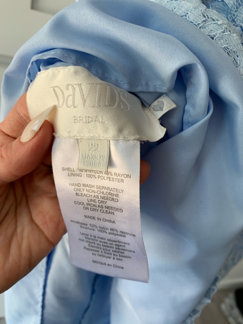 David's Bridal Light Blue Lace Floral Overlay - Picture 4 of 12